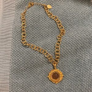 Authentic Susan Shaw Gold-Tone Brown Center Medallion Necklace - Women Jewelry